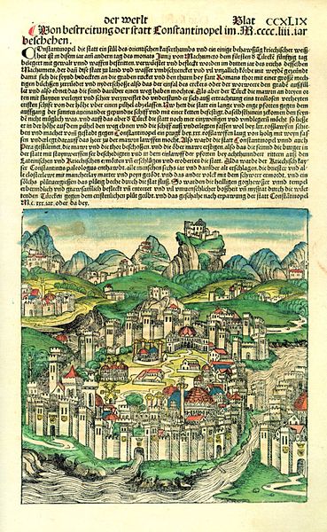 Konstantinápoly ábrázolása az 1493-as Nürnbergi Krónikában